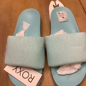 Roxy Aqua Blue Slide Sandals